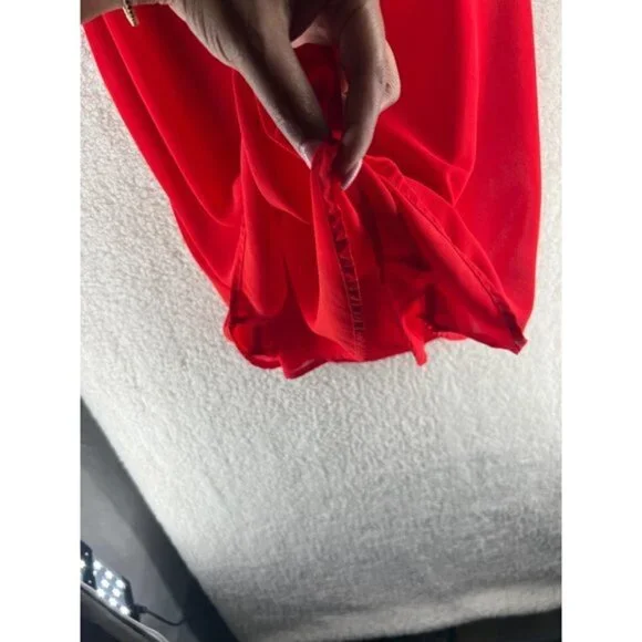 Norah Womens‎ Tops Size M Red Chiffon V-Neck Tank - Picture 5 of 7